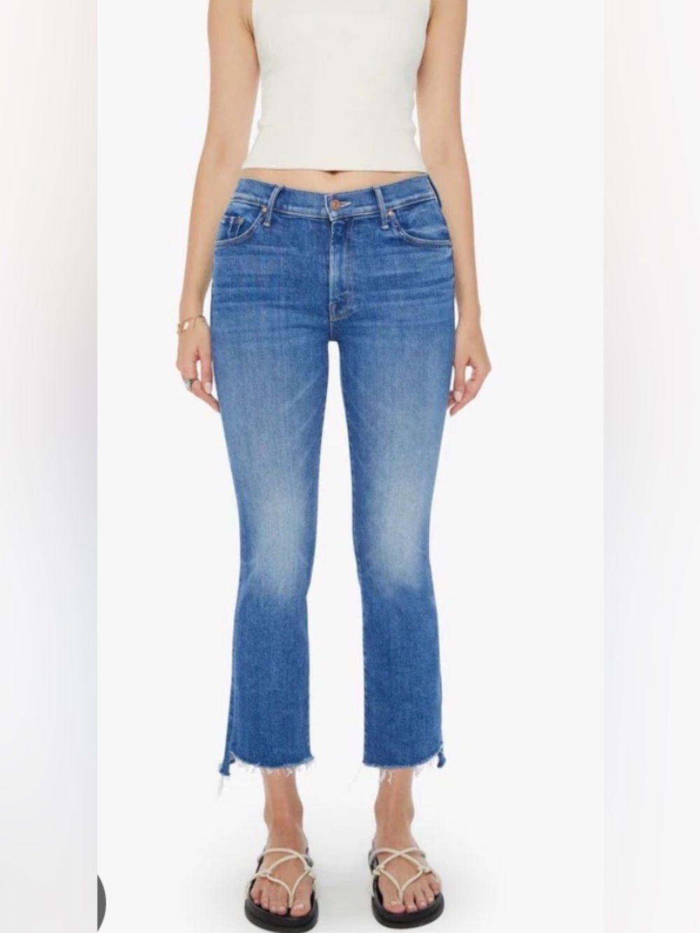 MOTHER NEW The Insider Crop Step Fray Size 27 in Different Strokes retail $248